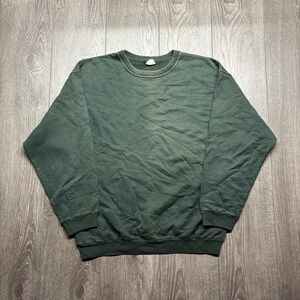 Vintage 1990s Green Faded Blank Sweatshirt Medium Nature Cottage Heavy Faded‎